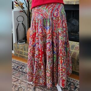 Ralph Lauren Multicolor Paisley A-Line Skirt